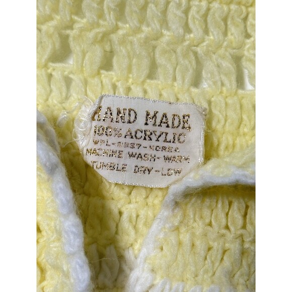 Vintage Handmade Acrylic Crochet Yellow Baby Cardigan Sweater - Picture 5 of 7